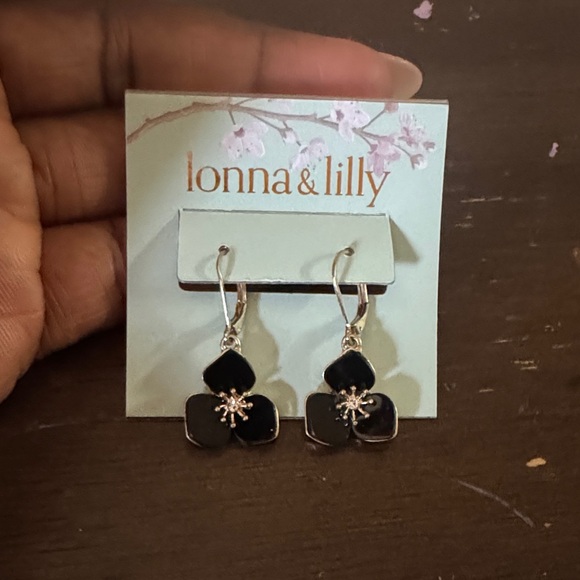 lonna & lilly Jewelry - Lonna & Lilly Black Floral Drop Earrings